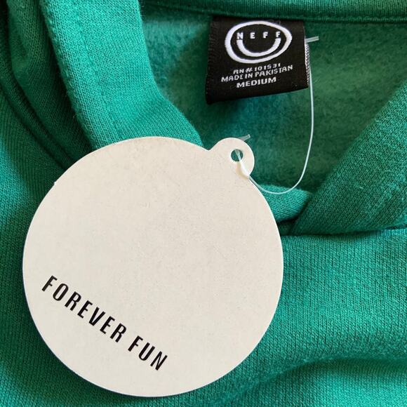 NEFF Outburst Logo Hoodie Boys Youth Sweatshirt Green Pink Y2K Skater NEW - flaw - Picture 8 of 10